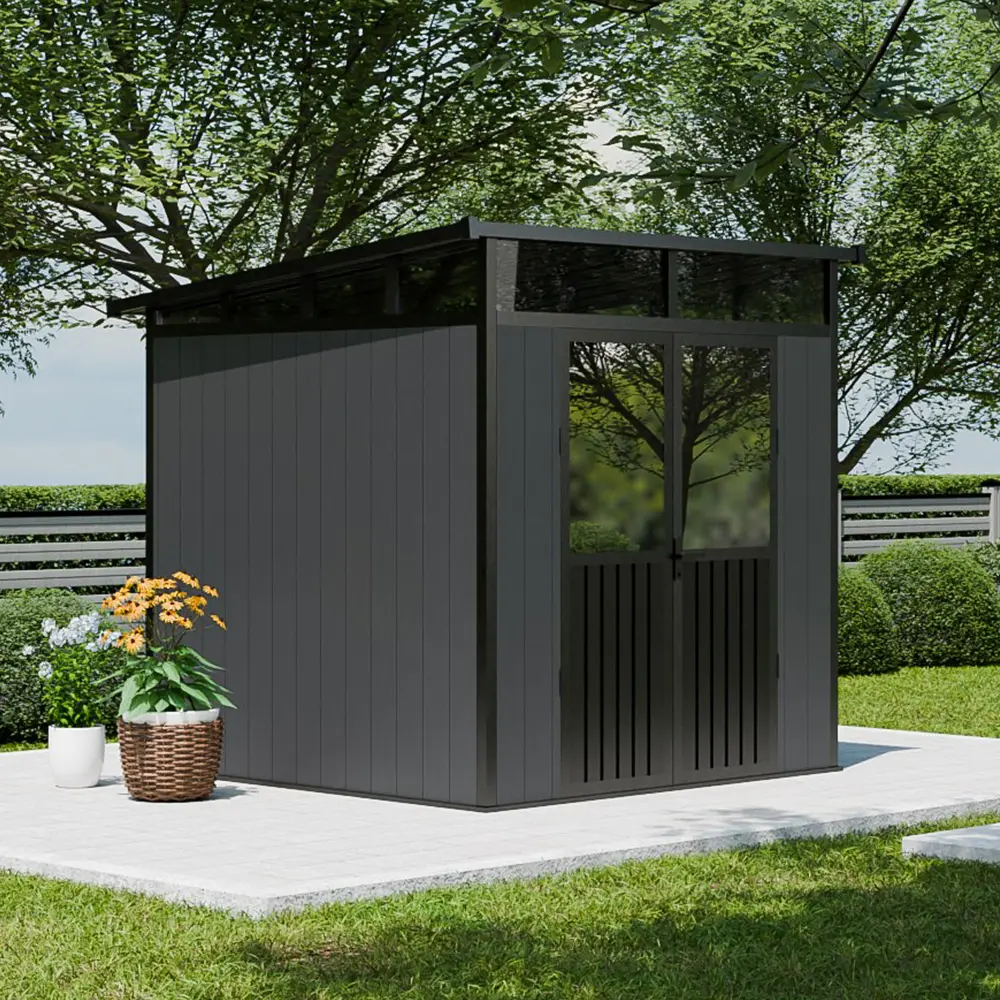 MiniStar WPC Outdoor Storage Shed with Lockable Door